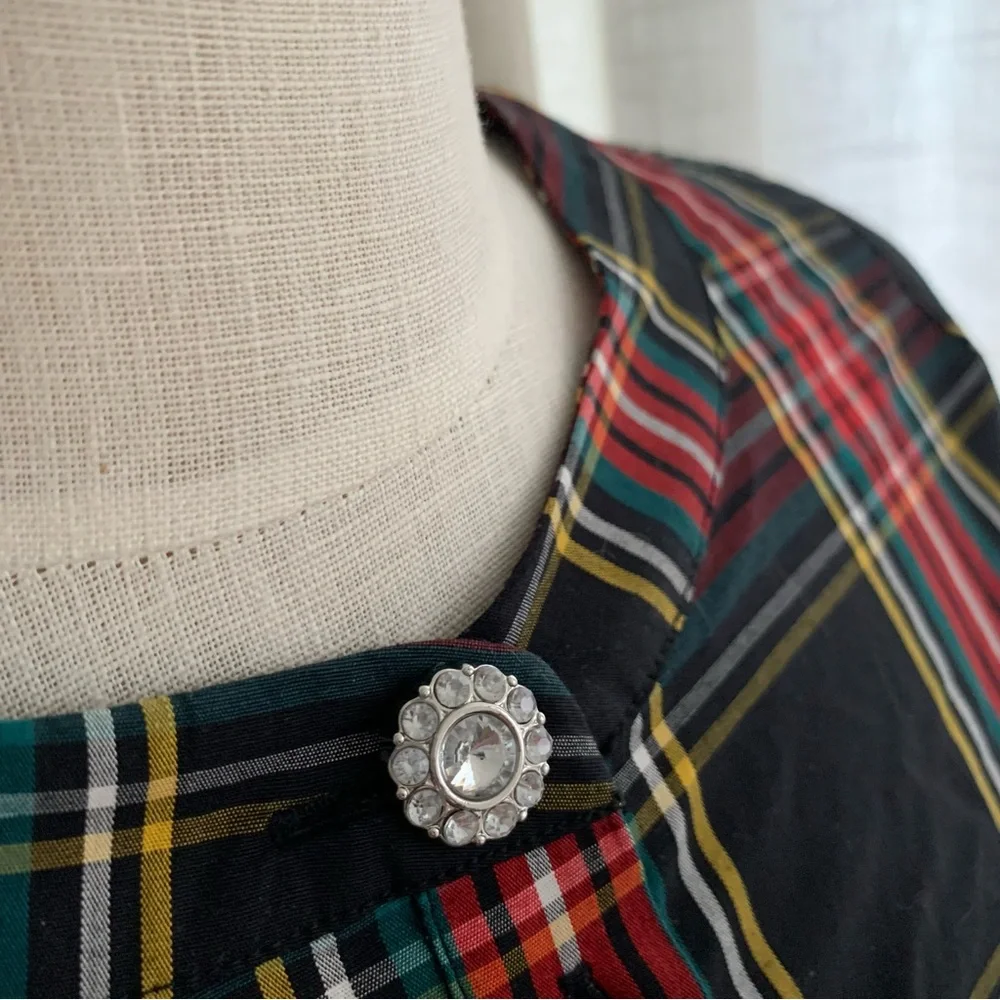 J Crew Tartan Plaid Jewel Blouse